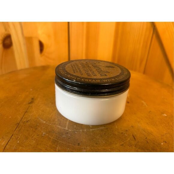 Vtg Cinderella Patent Leather Softening Cream w/ Metal Lid Milk Glass Jar (8279) - Picture 3 of 7